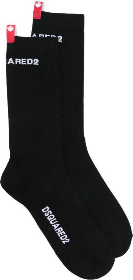 Dsquared2 Geribbelde sokken Zwart