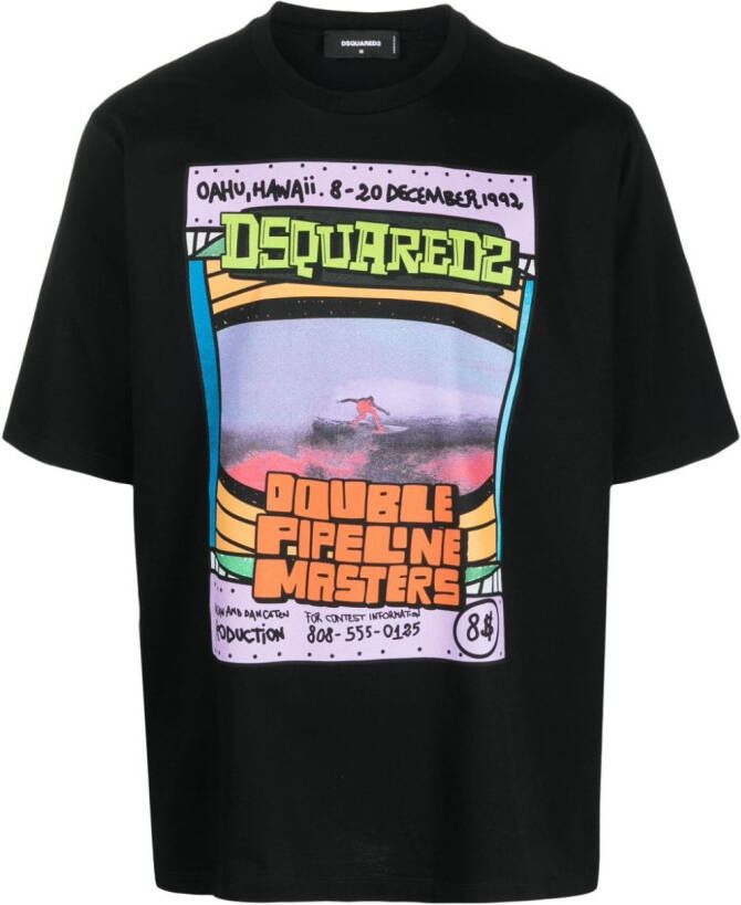 Dsquared2 T-shirt met print Zwart