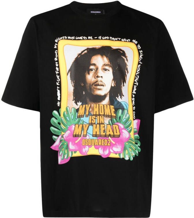 DSQUARED2 T-shirt met print Zwart