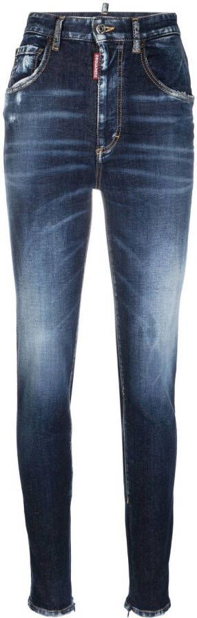 Dsquared2 high-waisted faded skinny jeans Blauw