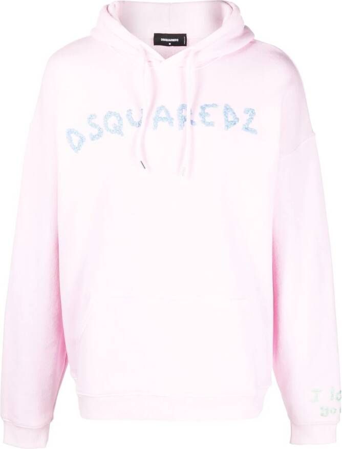 Dsquared2 Hoodie met geborduurd logo Roze