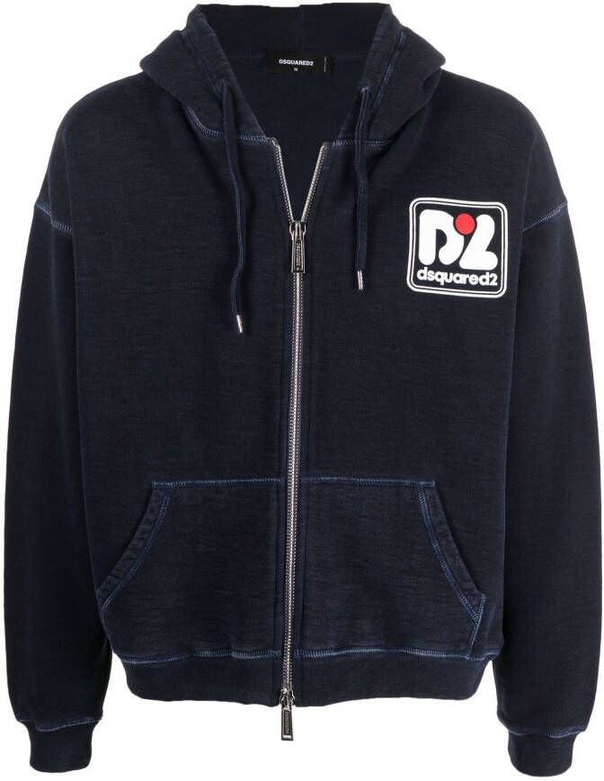 DSQUARED2 Hoodie met logoprint Blauw