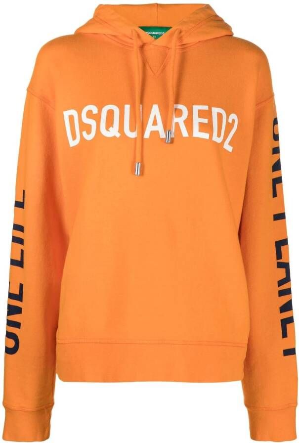 Dsquared2 Hoodie met logoprint Oranje