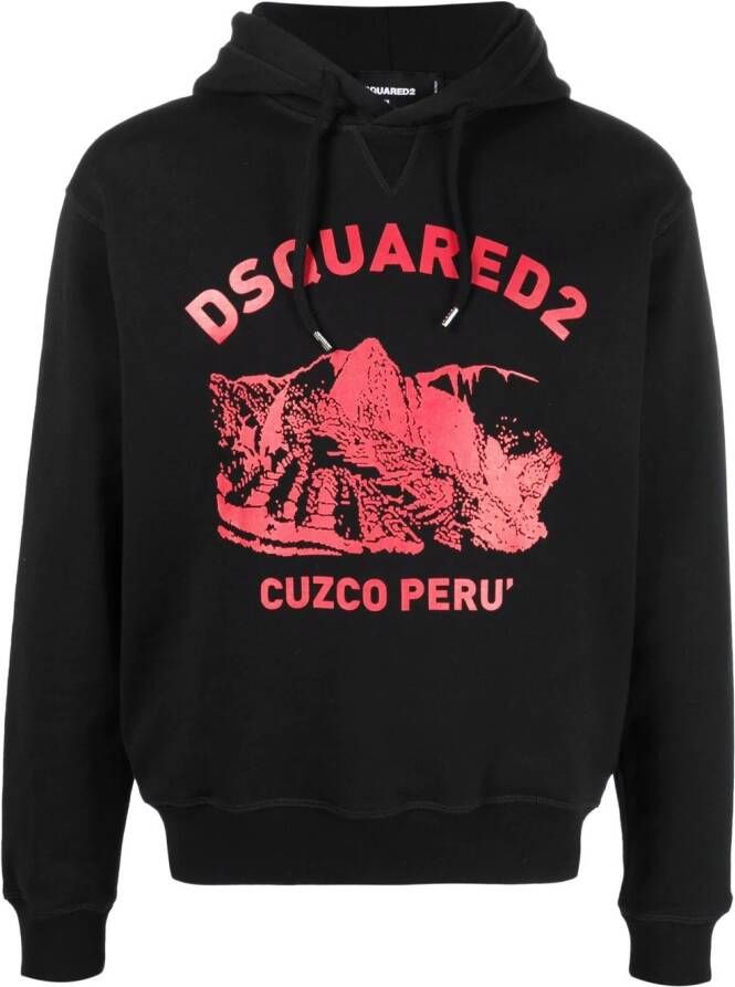 DSQUARED2 Hoodie met logoprint Zwart