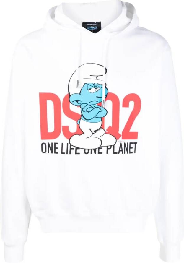 DSQUARED2 Hoodie met tekst Wit