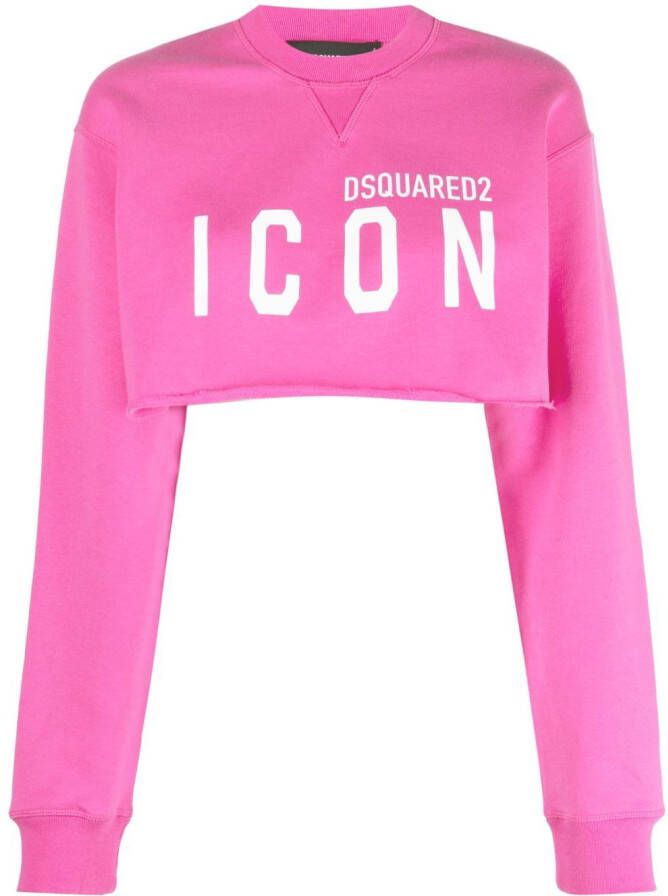 Dsquared2 Icon logo-print cropped sweatshirt Roze