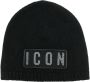 Dsquared2 Icon-patch knitted beanie Zwart - Thumbnail 1