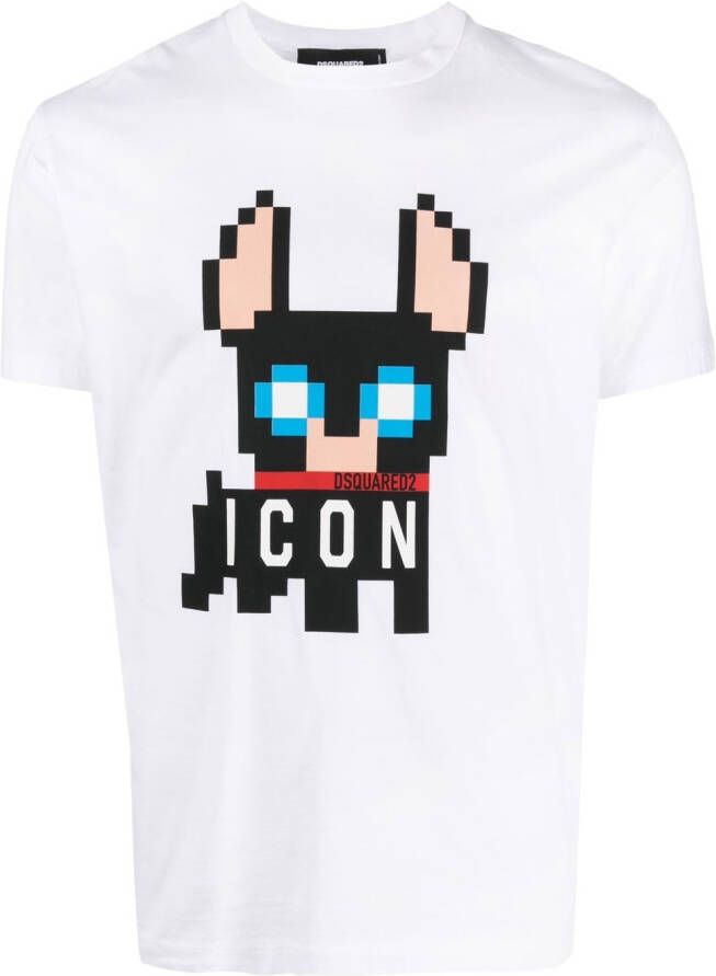 Dsquared2 Icon pixel-print T-shirt Wit