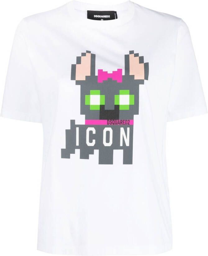 Dsquared2 Icon pixelated-print T-shirt Wit