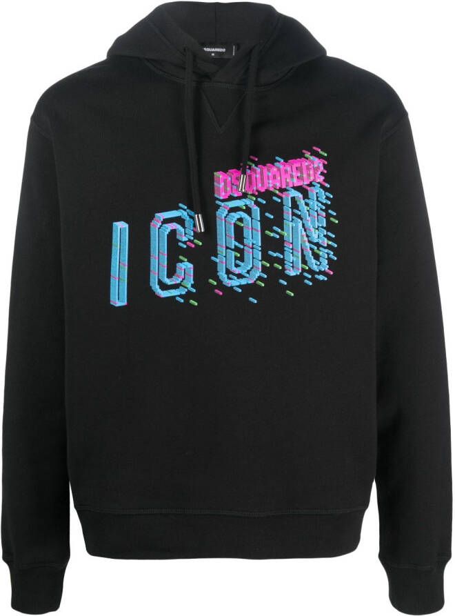Dsquared2 Icon-print cotton hoodie Zwart