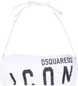 Dsquared2 Icon-print halterneck bikini top Wit