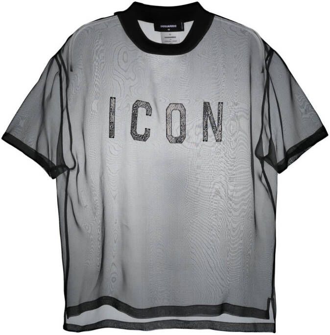 Dsquared2 Icon sheer T-shirt Zwart