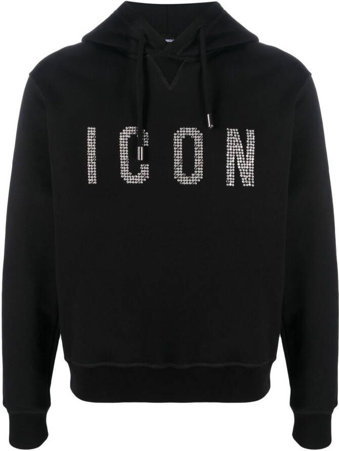 DSQUARED2 Icon studded hoodie Zwart