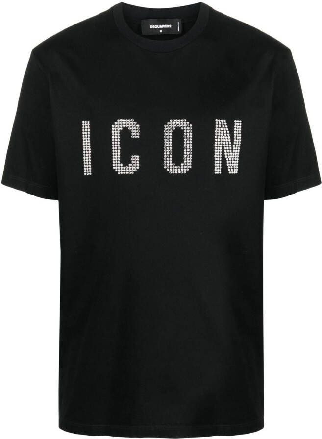 DSQUARED2 Icon studded T-shirt Zwart