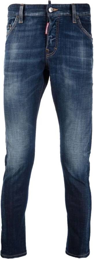 Dsquared2 Jeans met logopatch heren katoenPolyester Elastane katoen 42 Blauw