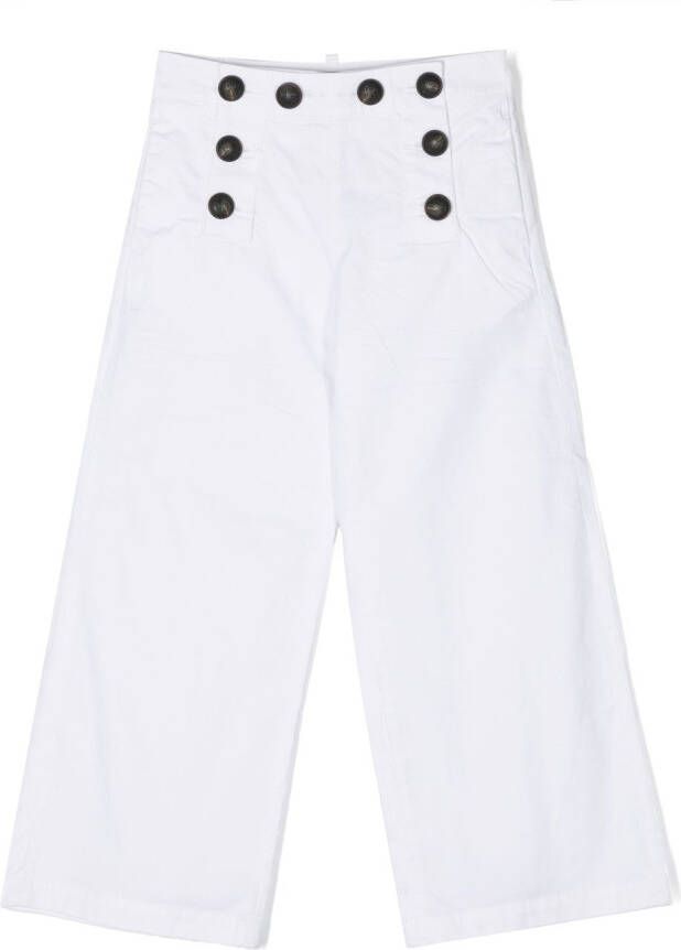 Dsquared2 Kids Broek met knoopsluiting Wit