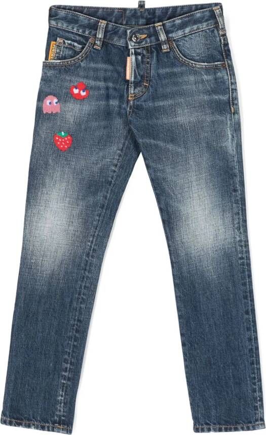 Dsquared2 Kids Cle t straight jeans Blauw