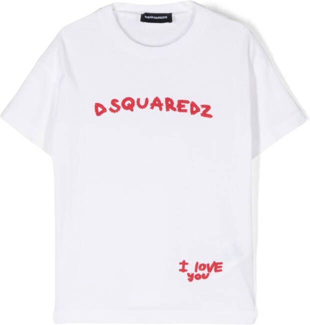 Dsquared2 Kids T-shirt met geborduurd logo Wit