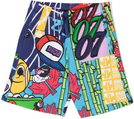 DSQUARED2 KIDS Shorts met grafische print Blauw