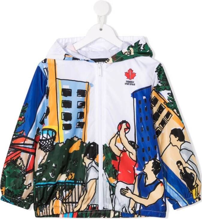 DSQUARED2 KIDS Hoodie met bladerprint Wit