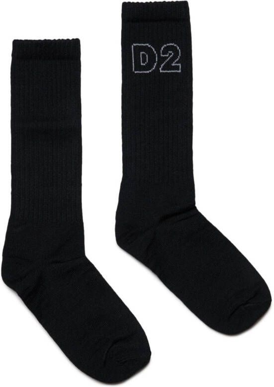 Dsquared2 Kids Intarsia sokken Zwart