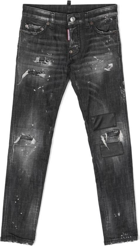 Dsquared2 Kids Jeans met gescheurd detail Zwart