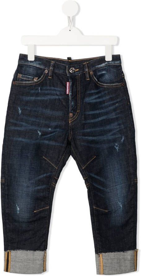 Dsquared2 Kids Jeans met stonewash-effect Blauw