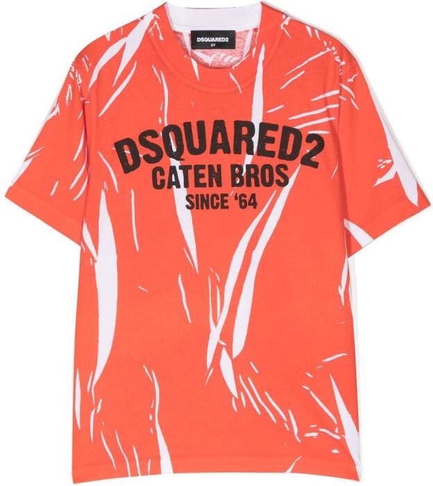 Dsquared2 Kids T-shirt met logoprint Oranje
