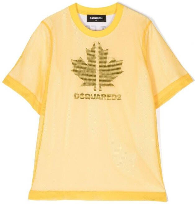 Dsquared2 Kids T-shirt met logoprint Geel