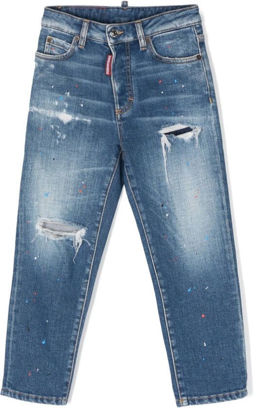 Dsquared2 Kids Jeans met gescheurd detail Blauw