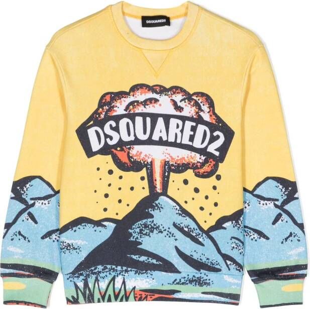 Dsquared2 Kids Sweater met logoprint Geel
