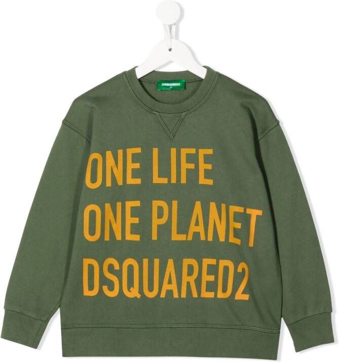 Dsquared2 Kids Sweater met tekst Groen
