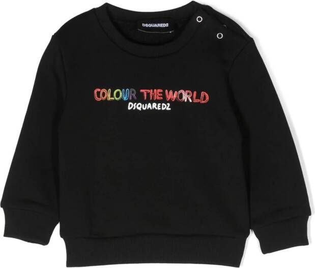 Dsquared2 Kids Sweater met tekst Zwart