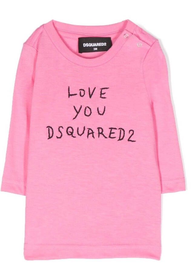 Dsquared2 Kids T-shirt met geborduurd logo Roze