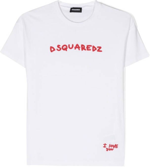 Dsquared2 Kids T-shirt met geborduurd logo Wit