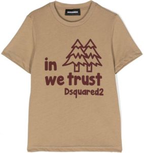 Dsquared2 Kids T-shirt met logoprint Beige