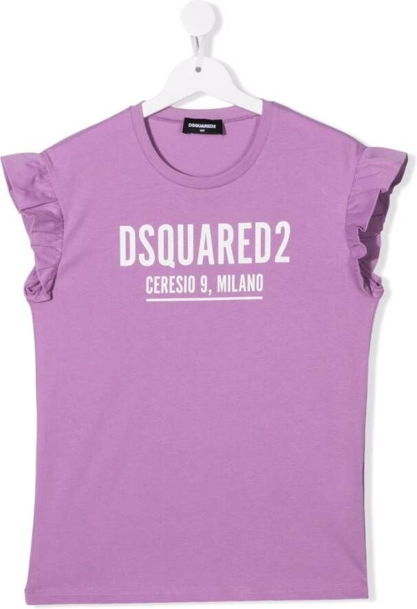 Dsquared2 Kids T-shirt met logoprint Paars