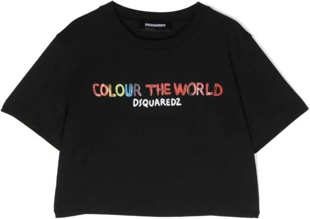 Dsquared2 Kids T-shirt met tekst Zwart