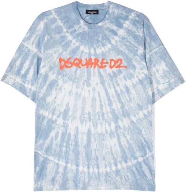 Dsquared2 Kids T-shirt met tie-dye print Blauw