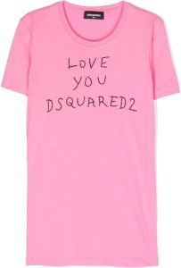Dsquared2 Kids T-shirtjurk met geborduurde tekst Roze