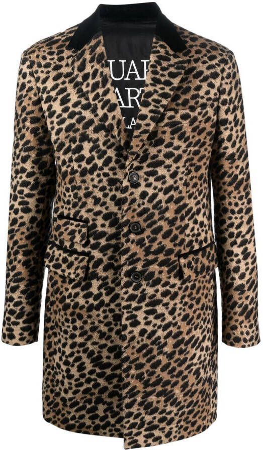 Dsquared2 leopard-print single-breasted coat Beige