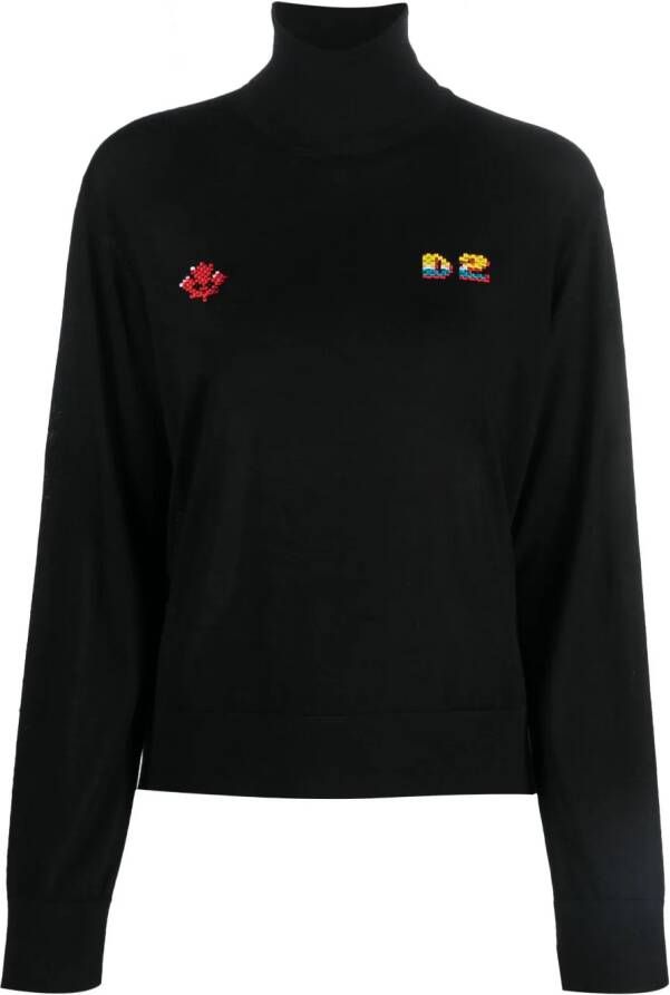 Dsquared2 Sweater met geborduurd logo Zwart