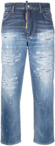 Dsquared2 logo-patch cropped jeans Blauw