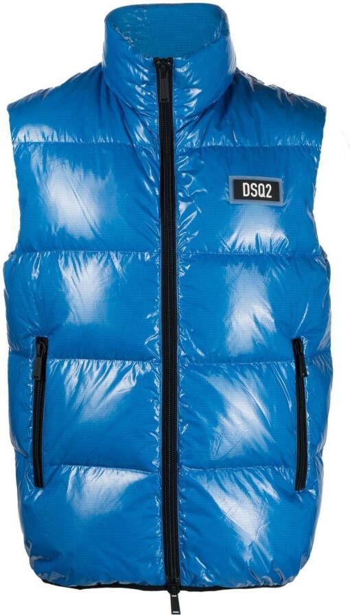 Dsquared2 logo patch padded gilet Blauw