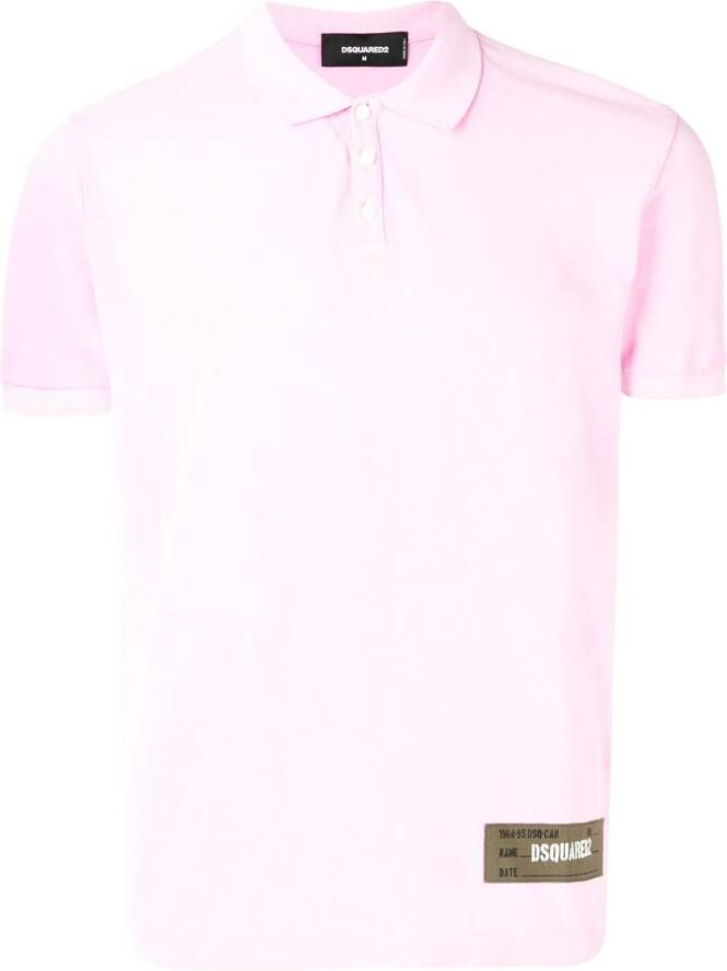 Dsquared2 logo patch polo shirt Roze