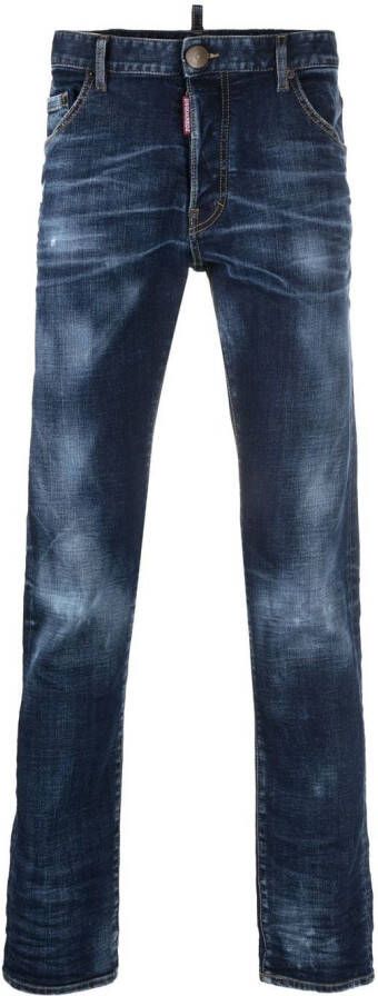 Dsquared2 logo-patch straight-leg jeans Blauw
