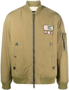 Dsquared2 logo patch zipped bomber jacket Groen