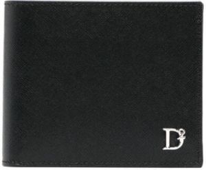 Dsquared2 logo-plaque leather bi-fold wallet Zwart