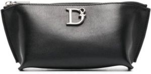 Dsquared2 logo-plaque leather makeup bag Zwart