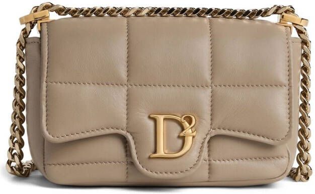 Dsquared2 logo-plaque quilted leather bag Beige